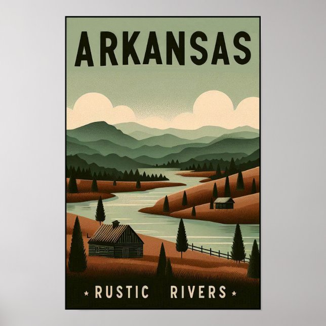 Vintag Arkansas Rustikales Flussposter Poster (Vorne)