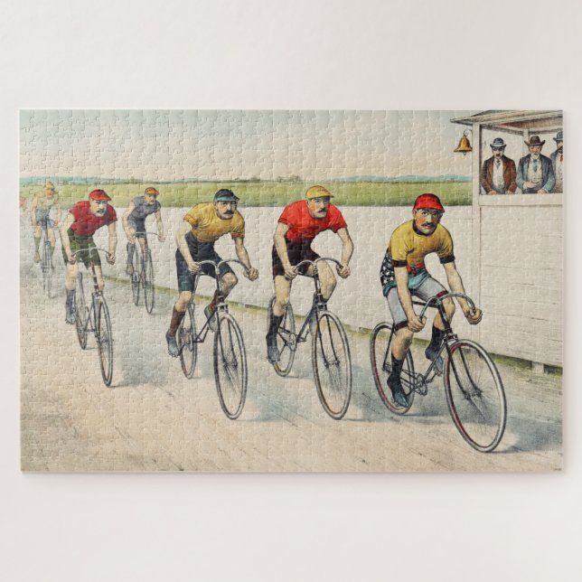 Vintag Art Bicycle Race Illustration 1000 Stück (Horizontal)