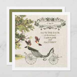 Vintag Art Burlap Texture Save the Date Hochzeit Einladung