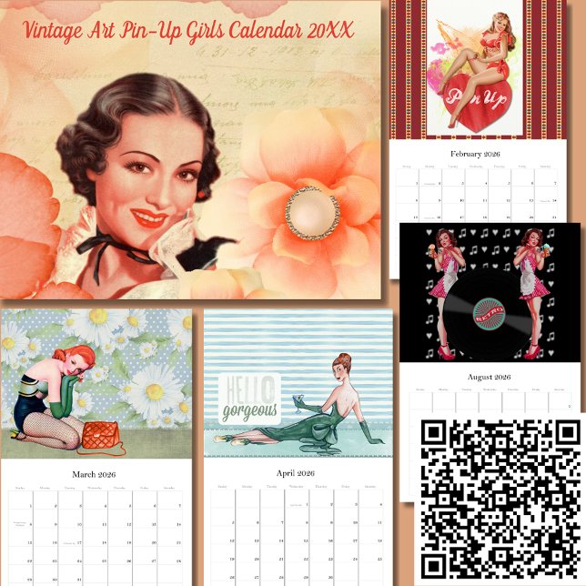 Vintag Art Button-Up Girls Kalender 20XX (Retro Vintage Pin-Up Girls Calendar 20XX)