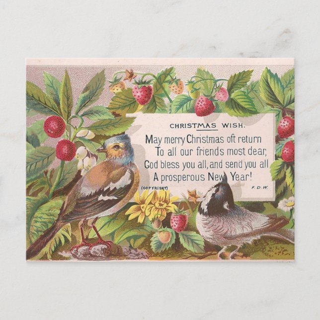 Vintag Art Christmas Gruß Postkarte (Vorderseite)