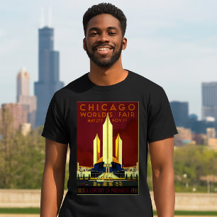 Vintag Art Deco 1933 Chicago World's Fair Expo T-Shirt