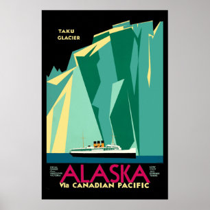 Vintag Art Deco Alaska Tourismus Poster