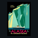 Vintag Art Deco Alaska Tourismus Poster<br><div class="desc">Dies ist ein digital erweiterter Ausdruck eines Vintagen Art Déco "Alaska über den kanadischen Pazifik. Taku Glacier" Touristiklithograph. Sie können die Hintergrundfarbe anpassen.</div>