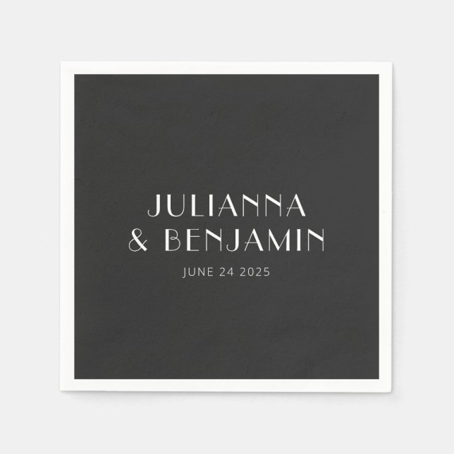 Vintag Art Deco Black Simple Custom Wedding Serviette (Vorderseite)