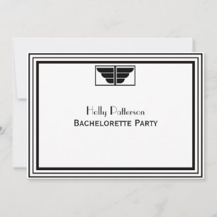 Vintag Art Deco Blk Whitrahmen #2 H Bachelorette Einladung
