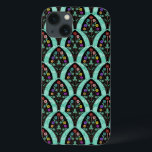Vintag Art Deco Blume Fan Mosaik Case-Mate iPhone Hülle<br><div class="desc">Ein Vintager,  kunstvoller Deko inspirierte ein fächerförmiges Muster mit farbenfrohen Blume auf schwarz mit einem minzgrünen,  leicht geometrischen Hintergrund. Inspiriert von den rauschenden Zwanziger / Gatsby. Ein klassisches,  hübsches,  modernes Blumendesign für jeden,  der die 20er Jahre liebt.</div>