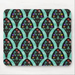 Vintag Art Deco Blume Fan Mosaik Mousepad<br><div class="desc">Ein Vintager,  kunstvoller Deko inspirierte ein fächerförmiges Muster mit farbenfrohen Blume auf schwarz mit einem minzgrünen,  leicht geometrischen Hintergrund. Inspiriert von den rauschenden Zwanziger / Gatsby. Ein klassisches,  hübsches,  modernes Blumendesign für jeden,  der die 20er Jahre mag / ein antikes Ambiente.</div>