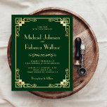 Vintag Art Deco Budget Grüne Hochzeit Einladung<br><div class="desc">Erleben Sie Ihren Gast mit dieser eleganten Hochzeitseinladung,  die eine hübsche Deko-Grenze mit leichter Goldtypografie bietet. Fügen Sie einfach Ihre Veranstaltungsdetails zu dieser einfach zu bedienenden Vorlage hinzu,  um sie zu einer einmaligen Einladung zu machen.</div>