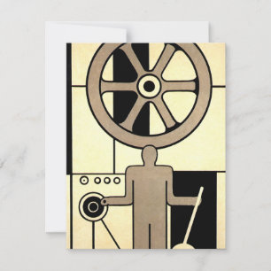Vintag Art Deco Business Wheel und Machine Worker