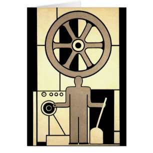 Vintag Art Deco Business Wheel und Machine Worker