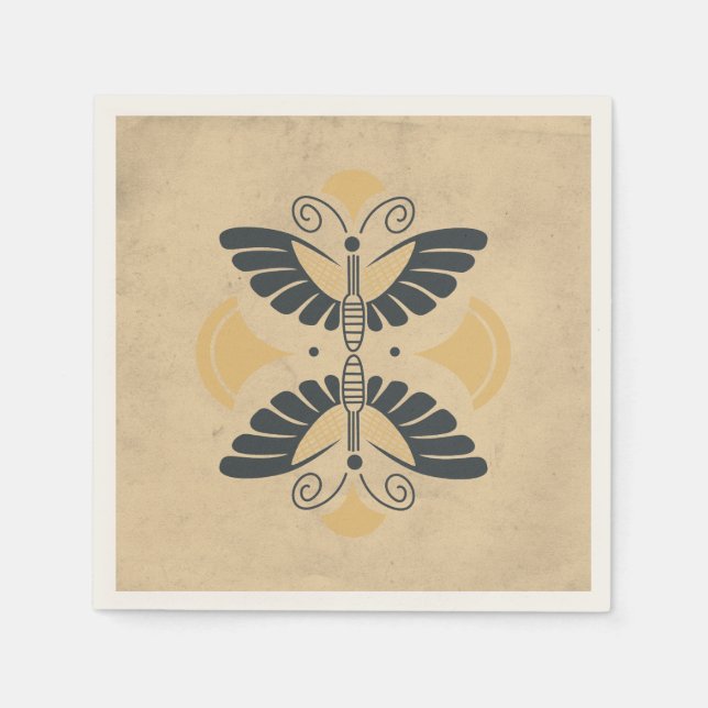Vintag Art Deco Butterfly Motif Serviette (Vorderseite)