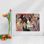 Vintag Art Deco Cocktail Party am Abend Poster<br><div class="desc">Vintage Illustration Liebe und Romantik mit einem Herren,  der mehrere Damen für einen Silvesterabend in der Stadt mitnimmt und einen festlichen Abend in einem Cocktail-Party in einem Restaurant genießt.</div>