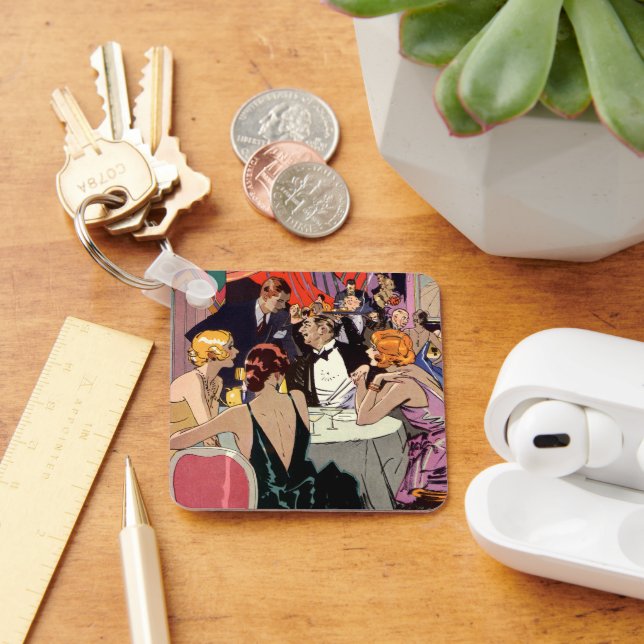 Vintag Art Deco Cocktail Party am Abend Schlüsselanhänger (Schreibtisch)