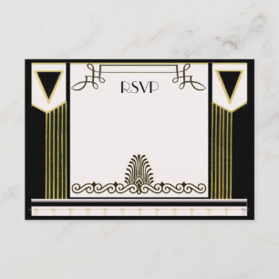 Vintag Art Deco Couple Formal Wedding RSVP Custom Karte