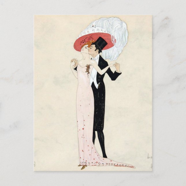 Vintag Art Deco Couple von Leo Rauth Postkarte (Vorderseite)