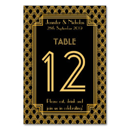 Vintag Art Deco Fans Muster Hochzeit Tischnummer