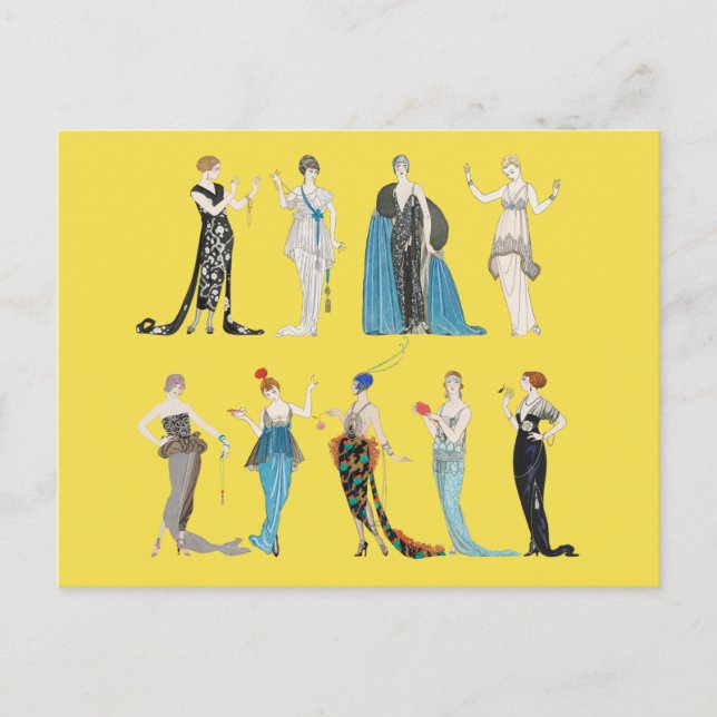 Vintag Art Deco Fashion - George Barbier Postkarte (Vorderseite)