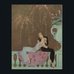 Vintag Art Deco Fireworks Le Feu, George Barbier Holzdruck<br><div class="desc">Vintage Illustration Amerikanische Unabhängigkeitstag Urlaub Kunst Deko Bild mit einem Mann und eine Frau küssen während sitzen auf einer blumigen Blume Decke, die über dem Bistro auf einem Balkon. Das junge, frisch verheiratete Paar hat einen romantischen Kuss, während Feuerwerke im schönen Nachthimmel explodieren. Sie trägt ein langes, elegantes Kleid und...</div>