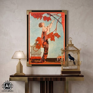 Vintag Art Deco, Flighty Bird von George Barbier Poster