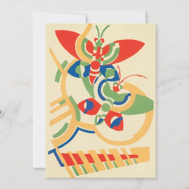 Vintag Art Deco Garden Schmetterlinge Einladung (Vorderseite)