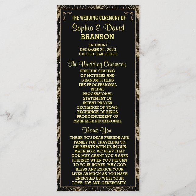 Vintag Art Deco Gatsby Custom Programm (Vorderseite)