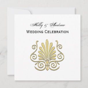 Vintag Art Deco Gold Plume Arabesque Einladung