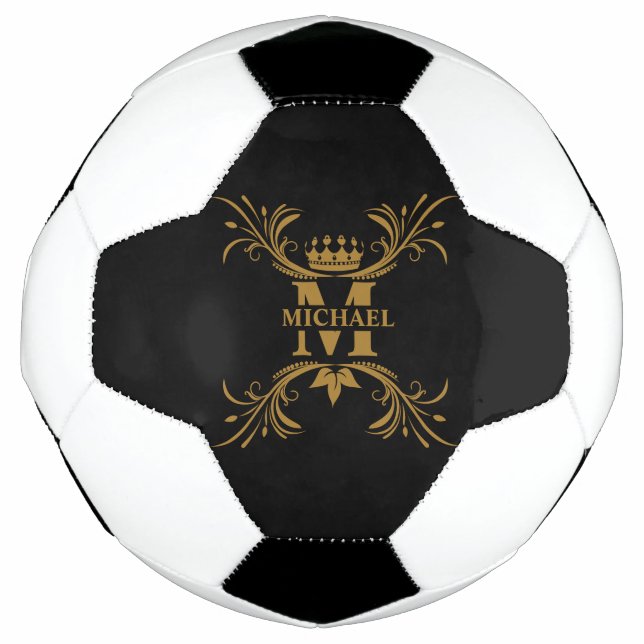 Vintag Art Deco Golden Name Monogram Fußball (Vorderseite)