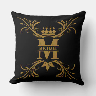 Vintag Art Deco Golden Name Monogram Kissen