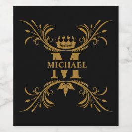 Vintag Art Deco Golden Name Monogram Weinetikett