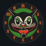 Vintag Art Deco Halloween Cat Große Wanduhr<br><div class="desc">Vintag Art Deco Halloween Cat Large Clock</div>