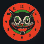 Vintag Art Deco Halloween Cat Große Wanduhr<br><div class="desc">Vintag Art Deco Halloween Cat Large Clock</div>