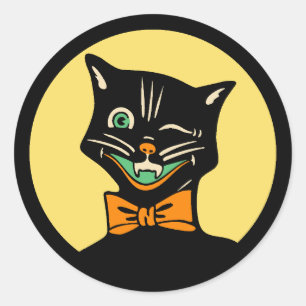 Vintag Art Deco Halloween Cat Sticker