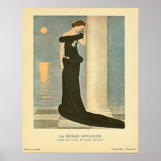 Vintag Art Deco Illustration ~ La Belle Affligee Poster (Vorne)