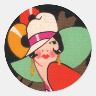 VINTAG ART DECO LADY STICKERS