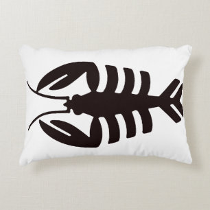 Vintag Art Deco Meeresfrüchte, Hummer Schwarz Dekokissen