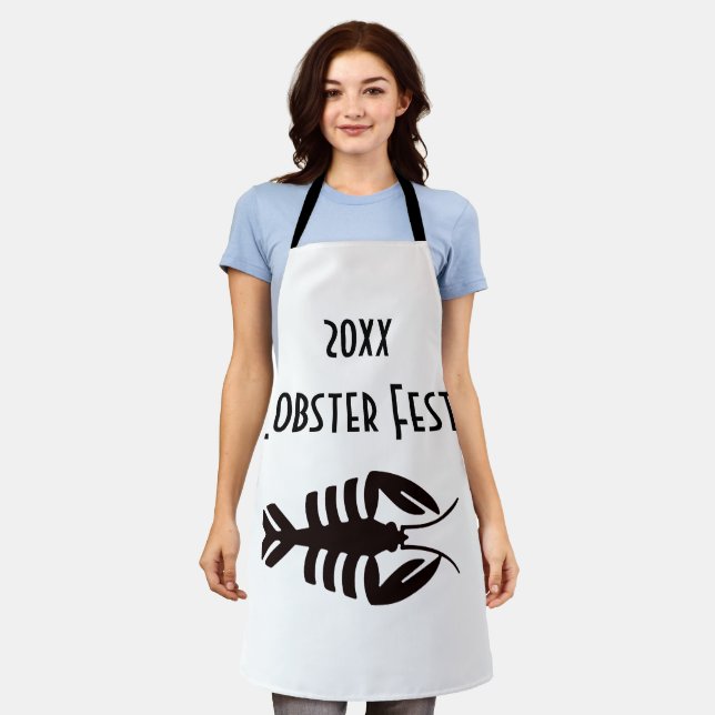 Vintag Art Deco Meeresfrüchte, Hummer Schwarz Schürze (Getragen)
