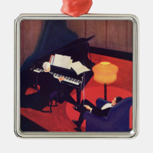 Vintag Art Deco Music Lounge Piano Pianist Ornament Aus Metall