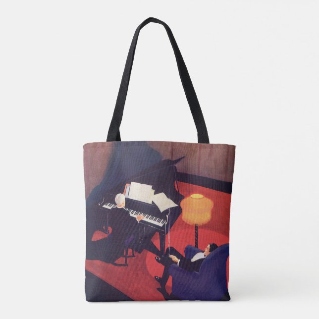 Vintag Art Deco Music Lounge Piano Pianist Tasche (Rückseite)