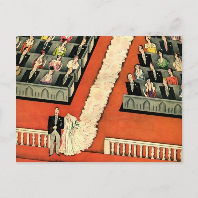 Vintag Art Deco Newlyweds, Adressenänderung Ankündigungspostkarte (Vorderseite)