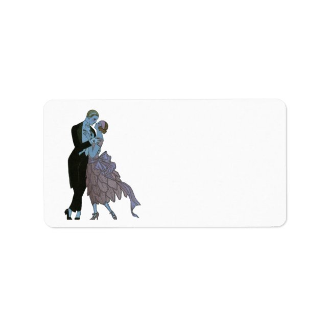 Vintag Art Deco Newlyweds, Liebe Wedding Dance Adressaufkleber (Vorne)