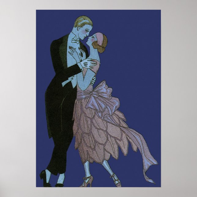 Vintag Art Deco Newlyweds, Liebe Wedding Dance Poster (Vorne)