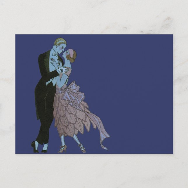 Vintag Art Deco Newlyweds, Liebe Wedding Dance Postkarte (Vorderseite)