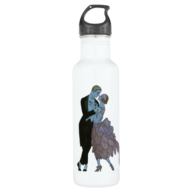 Vintag Art Deco Newlyweds, Liebe Wedding Dance Trinkflasche (Vorderseite)