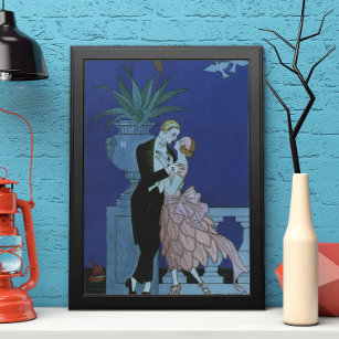 Vintag Art Deco Newlyweds, Oui von George Barbier Poster