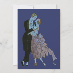 Vintag Art Deco Newlyweds Wedding Save the Date Einladung