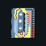 Vintag Art Deco Pochoir Jazz Geometrische Muster Leinwanddruck<br><div class="desc">Vintage Illustrationskunst Deko pochoir-Muster von Georges Valmier aus der französischen Musterbuchreihe Collection Decors et Couleurs, 1930. Pochoir ist eine Schablonentechnik, die in surrealistischen Malereien üblich ist. Ein modernes Kubismus-Design mit einer Vielzahl geometrischer Formen und Farben. Dieses Muster enthält ein Schreibinstrument, das einem Stift oder einem Stift mit drei Kreisen ähnelt....</div>