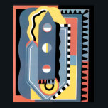 Vintag Art Deco Pochoir Jazz Geometrische Muster Poster<br><div class="desc">Vintage Illustrationskunst Deko pochoir-Muster von Georges Valmier aus der französischen Musterbuchreihe Collection Decors et Couleurs, 1930. Pochoir ist eine Schablonentechnik, die in surrealistischen Malereien üblich ist. Ein modernes Kubismus-Design mit einer Vielzahl geometrischer Formen und Farben. Dieses Muster enthält ein Schreibinstrument, das einem Stift oder einem Stift mit drei Kreisen ähnelt....</div>