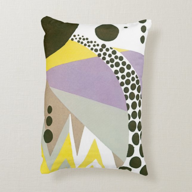 Vintag Art Deco Pochoir Jazz Geometrische Muster Zierkissen (Rückseite(Vertikal))