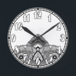 Vintag Art Deco Runde Wanduhr<br><div class="desc">Vintager Art Deco Stil. Dieses Deko-Design macht jedem Deko-Liebhaber ein besonderes Geschenk. Passen Sie die Hintergrundfarbe an, indem Sie auf die Schaltfläche "Anpassen!" klicken. Wählen Sie "Bearbeiten" und "Hintergrund". Wählen Sie aus einer Vielzahl von Farben. Einzigartig entworfen, verwandelt es die Zeit in ein Mode-Stück! Personalisieren Sie sich selbst oder machen...</div>